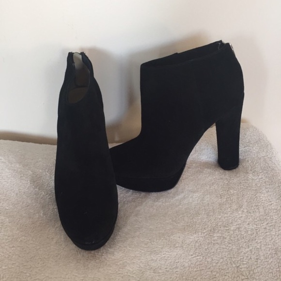 Michael Coors black suede heeled ankle booties - Picture 2 of 4